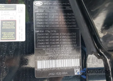 2019 Land Rover Range Rover Sport Se z USA, uszkodzony, nr VIN SALWG2RV6KA836417